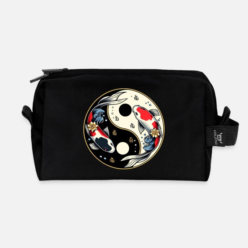 Yin-Yang-Koi-Fisch-Design - Recycelte Kulturtasche - Schwarz