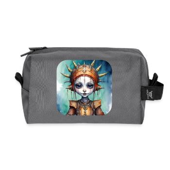Cooles Gothic Punk Girl - Recycelte Kulturtasche - Anthrazit - Vorne