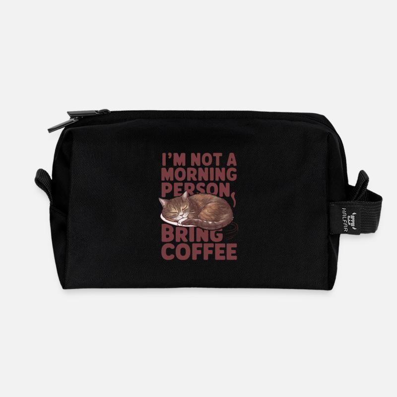 Ich bin kein Morgenmensch. Bring Kaffee mit. - Recycelte Kulturtasche - Schwarz