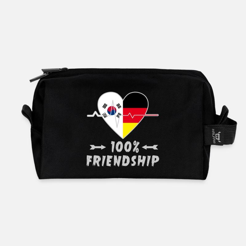 Südkorea und Deutschland 100% Freundschaft - Recycelte Kulturtasche - Schwarz