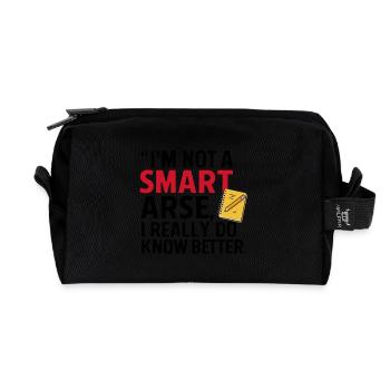 I'm not a smartass, I really know better - Recycled Toiletry Zip Bag - black - Front
