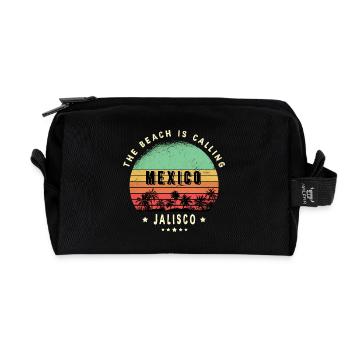 Jalisco Mexico cactus desert design - Recycled Toiletry Zip Bag - black - Front