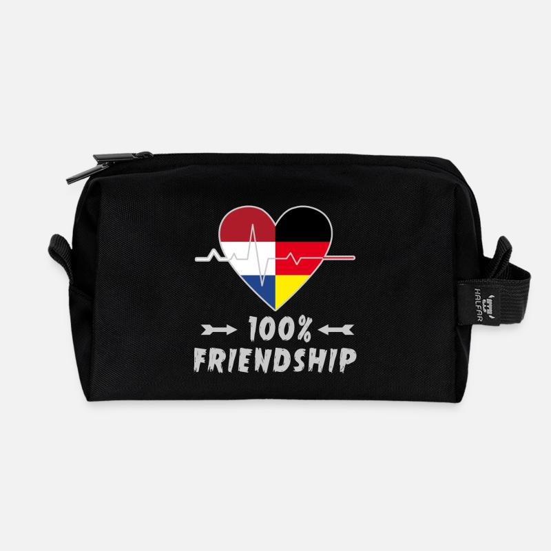 Niederlande und Deutschland 100% Freundschaft - Recycelte Kulturtasche - Schwarz