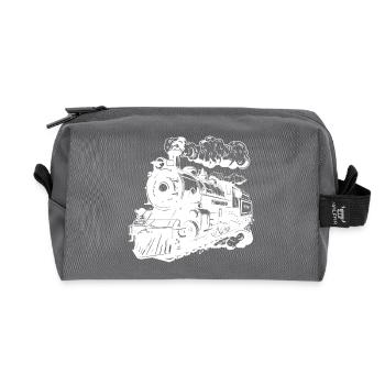 Graphisme de locomotive - Trousse de toilette en tissu recyclé - anthracite - Devant