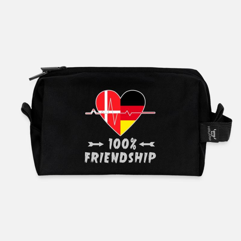 Dänemark und Deutschland 100% Freundschaft - Recycelte Kulturtasche - Schwarz