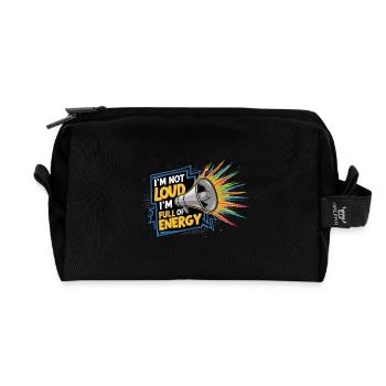 Ich bin nicht laut, ich bin voller Energie. - Recycelte Kulturtasche - Schwarz - Vorne