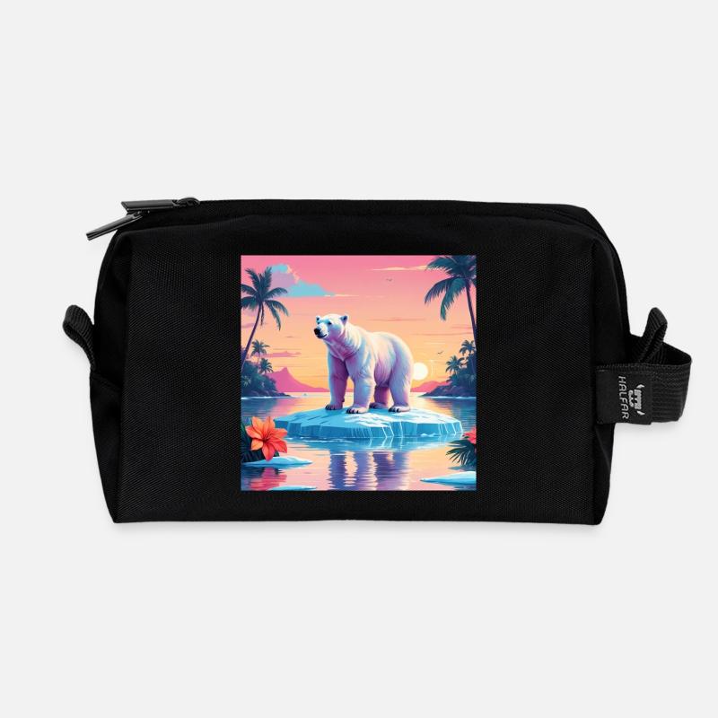 Polar Bear - Recycled Toiletry Zip Bag - black