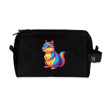 Chipmunk Coloré Kawaii Dessin Animé Personnage Clipart - Trousse de toilette en tissu recyclé - noir - Devant