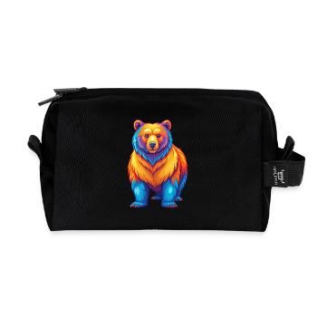Bear Colorful Kawaii Cartoon Character Clipart - Recycled Toiletry Zip Bag - black - Front