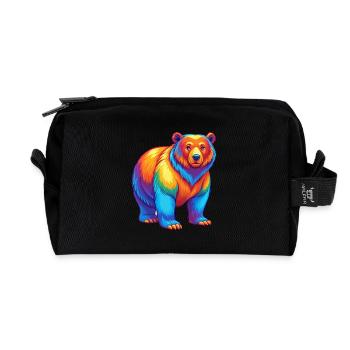 Bear Colorful Kawaii Cartoon Character Clipart - Recycled Toiletry Zip Bag - black - Front