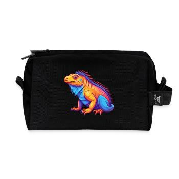 Iguana Colorful Kawaii Cartoon Character Clipart - Recycled Toiletry Zip Bag - black - Front