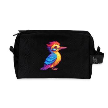 Woodpecker Colorful Kawaii Cartoon Character - Recycled Toiletry Zip Bag - black - Front