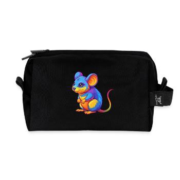 mouse Colorful Kawaii Cartoon Character Clipart - Recycled Toiletry Zip Bag - black - Front