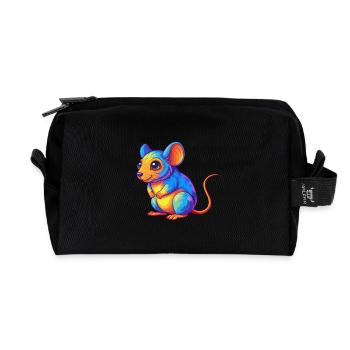 Mouse Colorful Kawaii Cartoon Character Clipart - Recycled Toiletry Zip Bag - black - Front