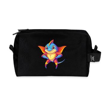 Stingray Buntes Kawaii Cartoon Meerestier - Recycelte Kulturtasche - Schwarz - Vorne