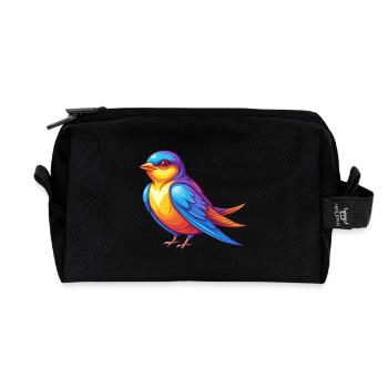 hirondelle coloré kawaii personnage de dessin animé oiseau - Trousse de toilette en tissu recyclé - noir - Devant