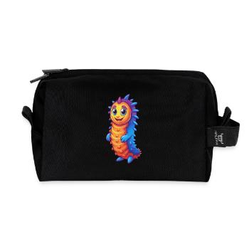 concombre de mer coloré kawaii dessin animé animal marin - Trousse de toilette en tissu recyclé - noir - Devant