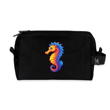 Seepferdchen Buntes Kawaii Cartoon Meerestier - Recycelte Kulturtasche - Schwarz - Vorne