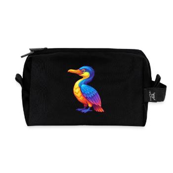 Cormoran coloré Kawaii personnage de dessin animé oiseau - Trousse de toilette en tissu recyclé - noir - Devant