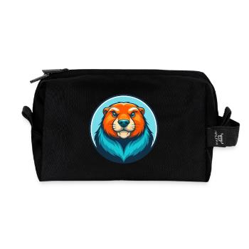 Marmot Cute Kawaii Cartoon Clipart Animal Pet Logo - Recycled Toiletry Zip Bag - black - Front