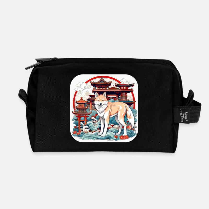 Asiatischer Fuchs - Recycelte Kulturtasche - Schwarz