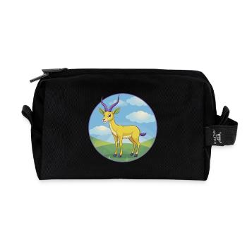 antilope mignon kawaii dessin animé clipart animal de compagnie - Trousse de toilette en tissu recyclé - noir - Devant