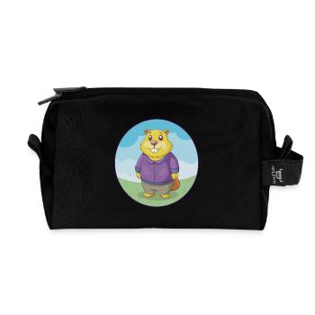 Gopher Cute Kawaii Cartoon Clipart Animal Pet - Recycled Toiletry Zip Bag - black - Front