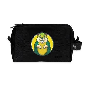 Gopher Cute Kawaii Cartoon Clipart Pet Animal - Recycled Toiletry Zip Bag - black - Front