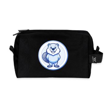 Biber Blau Kawaii Cartoon Figur Clipart Haustier - Recycelte Kulturtasche - Schwarz - Vorne