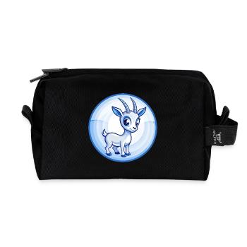 antilope bleu kawaii dessin animé personnage clipart animal de compagnie - Trousse de toilette en tissu recyclé - noir - Devant