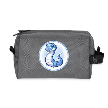 Basilic Bleu Kawaii Dessin Animé Personnage Clipart Animal de compagnie - Trousse de toilette en tissu recyclé - anthracite - Devant
