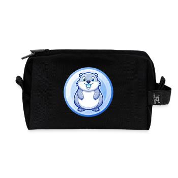 Gopher Blue Kawaii Cartoon Character Clipart Pet - Recycled Toiletry Zip Bag - black - Front
