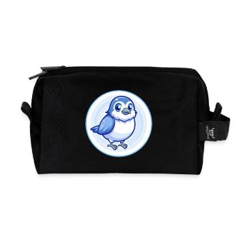 Spatz Blau Kawaii Cartoon Figur Clipart Haustier - Recycelte Kulturtasche - Schwarz - Vorne