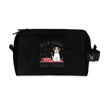 My dog is my yoga teacher - Recycled Toiletry Zip Bag - black - Front