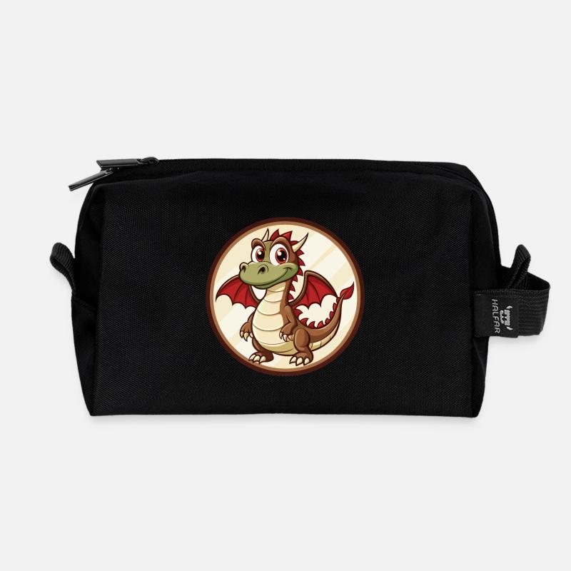 Drache Bunte Kawaii Cartoon Figur Clipart - Recycelte Kulturtasche - Schwarz