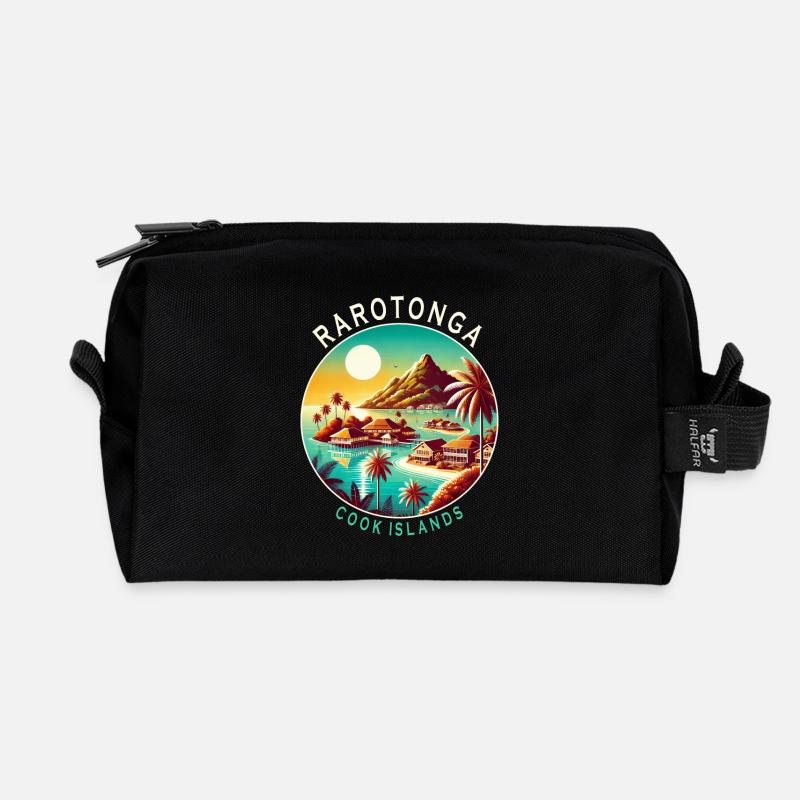 Parotonga Cook Islands Pazifik Reise - Recycelte Kulturtasche - Schwarz