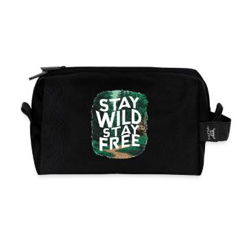 Restez sauvage, restez libre - Trousse de toilette en tissu recyclé - noir - Devant