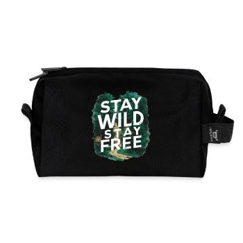 Restez sauvage, restez libre - Trousse de toilette en tissu recyclé - noir - Devant