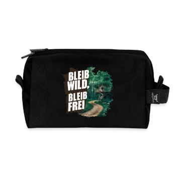 Restez sauvage, restez libre - Trousse de toilette en tissu recyclé - noir - Devant