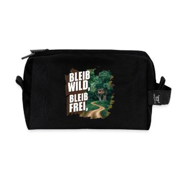 Restez sauvage, restez libre - Trousse de toilette en tissu recyclé - noir - Devant