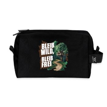 Restez sauvage, restez libre - Trousse de toilette en tissu recyclé - noir - Devant