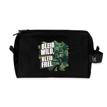 Restez sauvage, restez libre - Trousse de toilette en tissu recyclé - noir - Devant