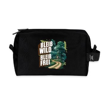 Restez sauvage, restez libre - Trousse de toilette en tissu recyclé - noir - Devant