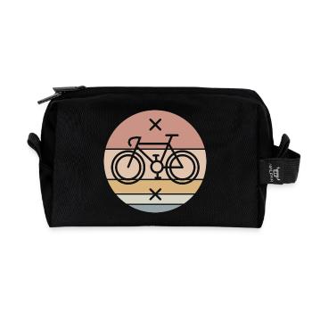 Vélo rétro vélo de route Singlespeed Fixie symbole - Trousse de toilette en tissu recyclé - noir - Devant