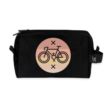 retro road bike gravel vintage lines single speed - Recycled Toiletry Zip Bag - black - Front