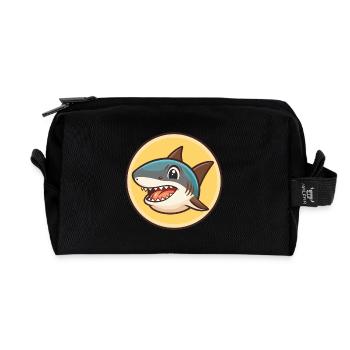 Hai Kawaii Cartoon Figur Tier Haustier Gesicht - Recycelte Kulturtasche - Schwarz - Vorne