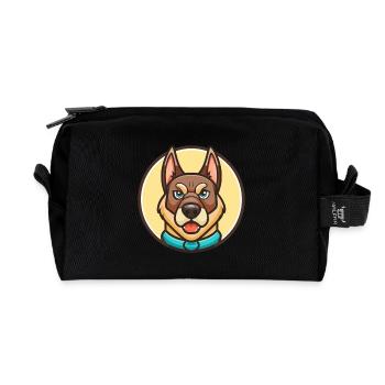 Aryan Molosse Chien Race Dessin animé Kawaii Clipart - Trousse de toilette en tissu recyclé - noir - Devant