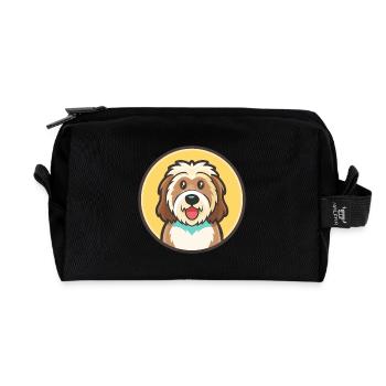 Catalan Sheepdog Dog Breed Cartoon Kawaii Clipart - Recycled Toiletry Zip Bag - black - Front