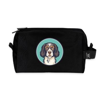 Auvergne Pointing Dog Breed Cartoon Kawaii Clipart - Recycled Toiletry Zip Bag - black - Front