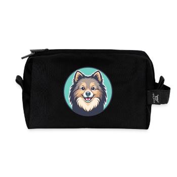 Spitz danois chien race dessin animé Kawaii Clipart animal de compagnie - Trousse de toilette en tissu recyclé - noir - Devant